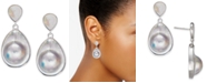 Macy's Mab&eacute; Blister Pearl (24 x 18mm, 10 x 8mm) Drop Earrings in Sterling Silver
